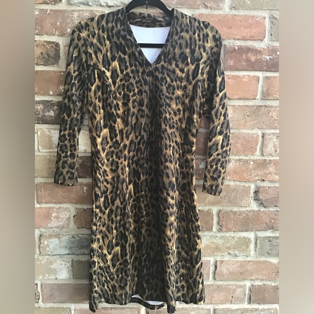JMcLaughlin Leopard Print V-Neck Dress size medium